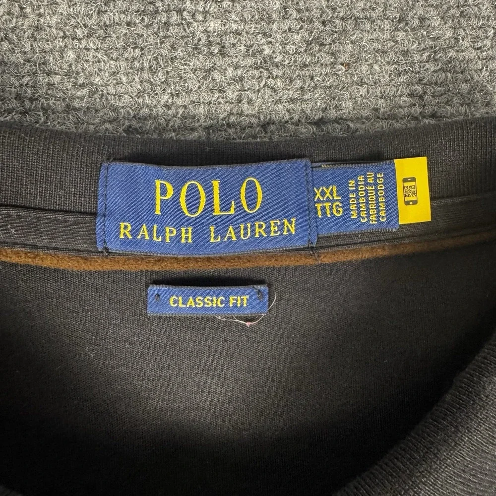 Polo Ralph Lauren Long Sleeve Polo Shirt Mens 2XL Black Flesh Pony Classic Fit